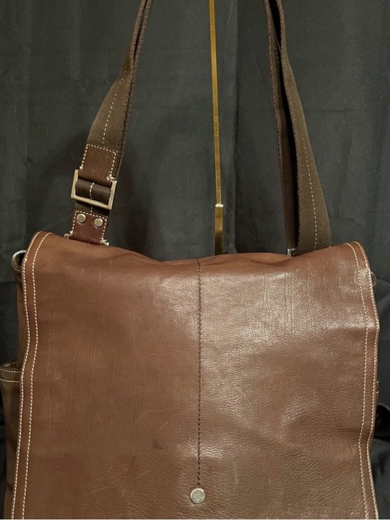Coach Other - Coach Brown Leather Messenger Bag with Canvas Strap